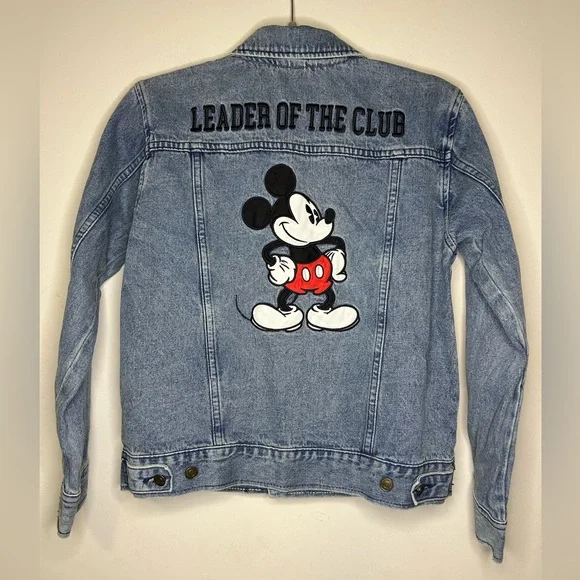 Disney Denim Jacket Mickey Mouse Youth 11/12 S Leader Of The Club Embroidered - Picture 2 of 10